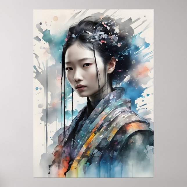 Póster de mujer elegante con atuendo vibrante (Frente)