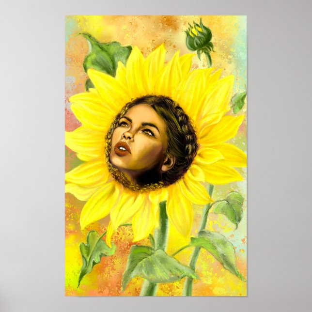 Póster de Mujer Girasol Amarillo (Frente)