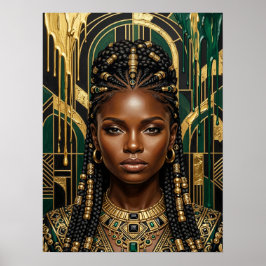 Póster de mujer negra Art Déco