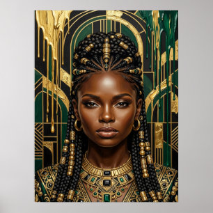 Póster de mujer negra Art Déco