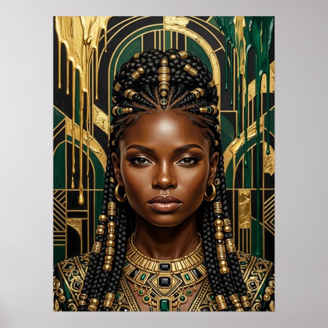 Póster de mujer negra Art Déco (Frente)
