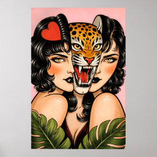 Póster de Mujer Tigre, Arte de Pared al Estilo Tat