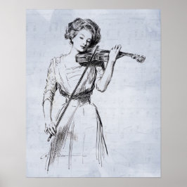 Póster de mujer tocando el violín
