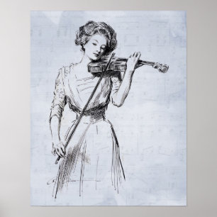 Póster de mujer tocando el violín