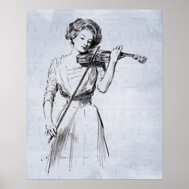 Póster de mujer tocando el violín (Frente)