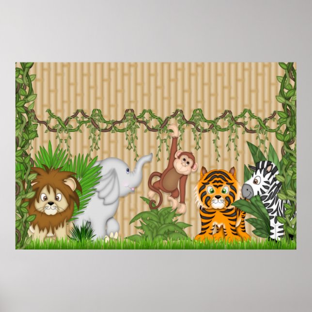 Póster de mural de pared de mono de tigre de selva (Frente)