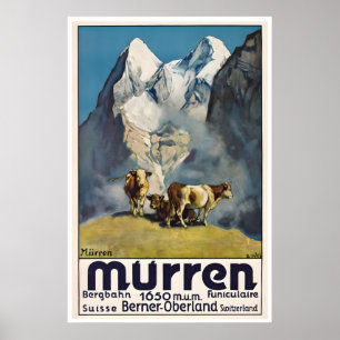 Póster de Murren Arte Suizo Suiza Impresión Bernes