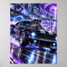 Póster de Muscle Car Cósmico Sobrealimentado