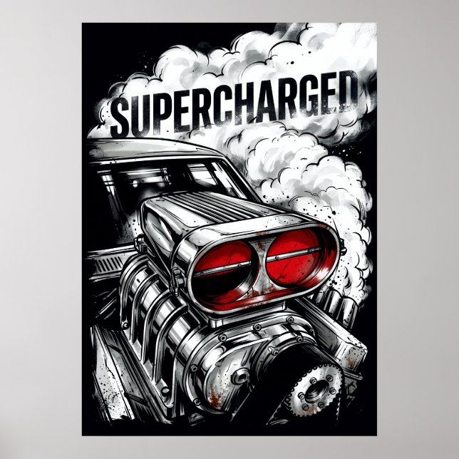 Póster de Muscle Car superalimentado (Frente)