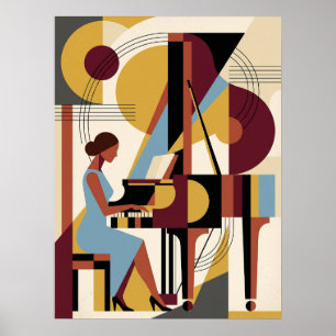 Póster de música Art Déco de jazz vintage