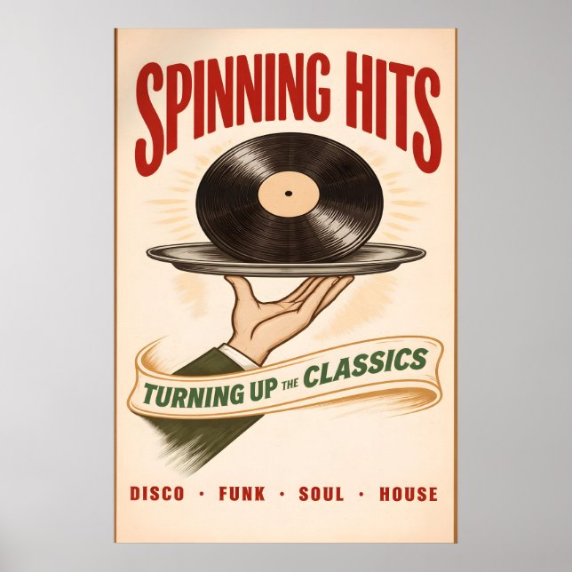 Póster de música retro, arte de vinilo, sala de DJ (Frente)