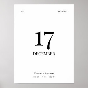 Póster de nacimiento de bebé personalizado - Diseñ