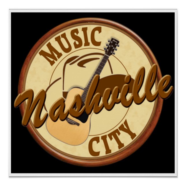 Poster de Nashville Music City de 20" x 20" (Anverso)