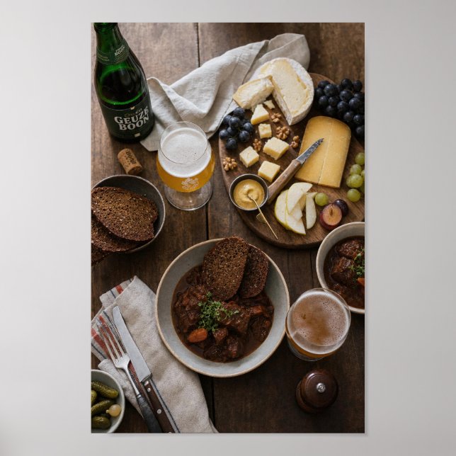 Póster de naturaleza muerta de maridaje de cerveza (Frente)