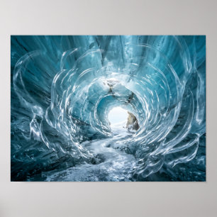 Póster de Naturaleza Túnel de Hielo Glacial Azul