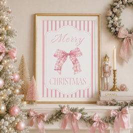 Póster de Navidad con lazo rosa