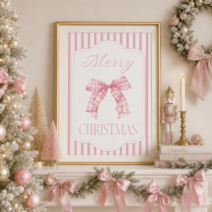 Póster de Navidad con lazo rosa