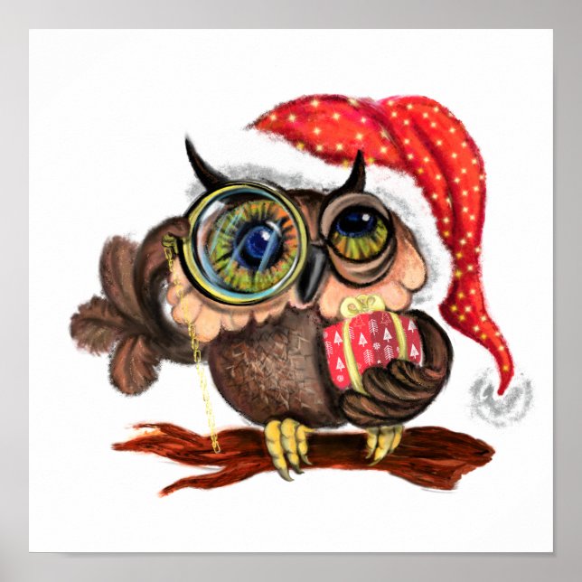 Póster de Navidad de Búho Adorable (Frente)