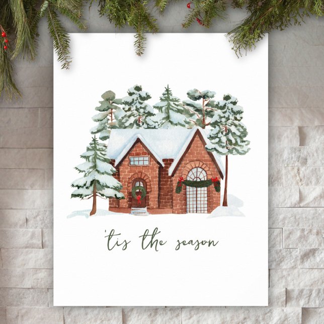 Póster de Navidad de escena invernal de cabaña nev (Subido por el creador)