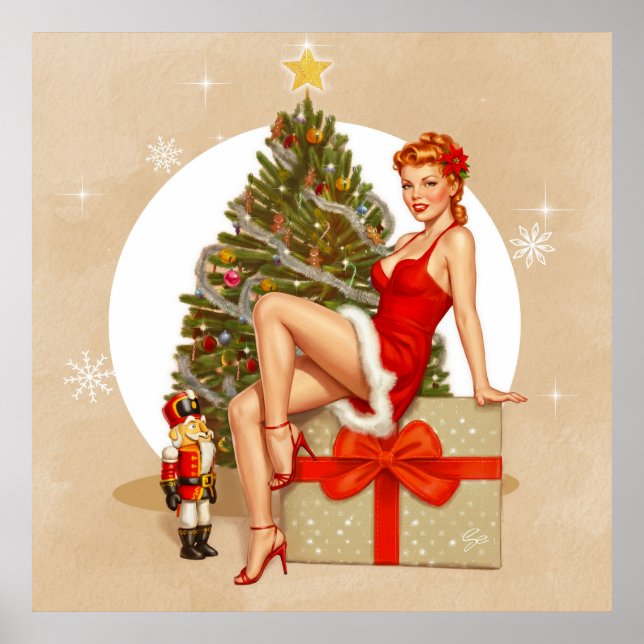 Póster de Navidad de Nutcracker Sweet Retro Pinup (Frente)