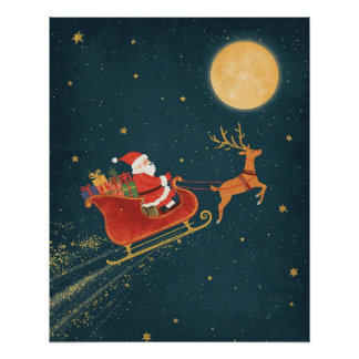 Póster de Navidad del Trineo de Santa