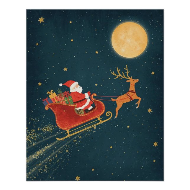 Póster de Navidad del Trineo de Santa (Anverso)