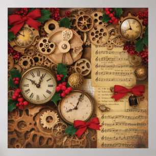 Póster de Navidad Steampunk