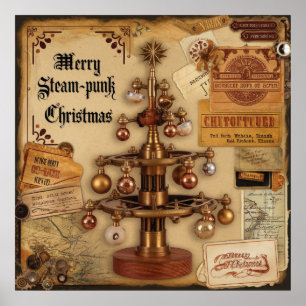 Póster de Navidad Steampunk