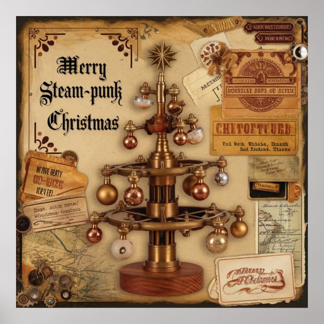 Póster de Navidad Steampunk (Frente)