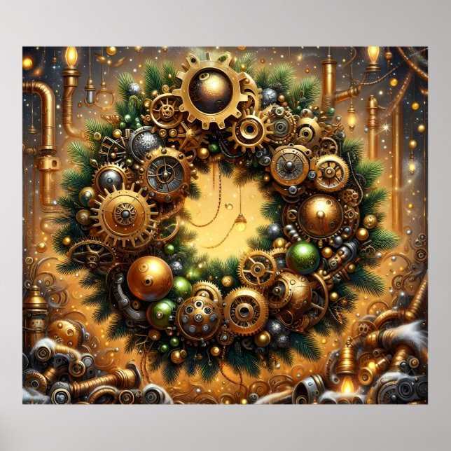 Póster de Navidad Steampunk (Frente)