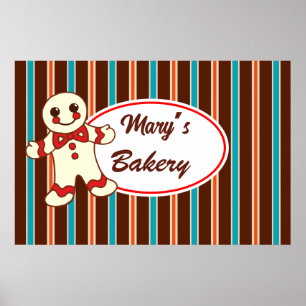 Póster de Negocio de Galletas con Rayas de Chocola