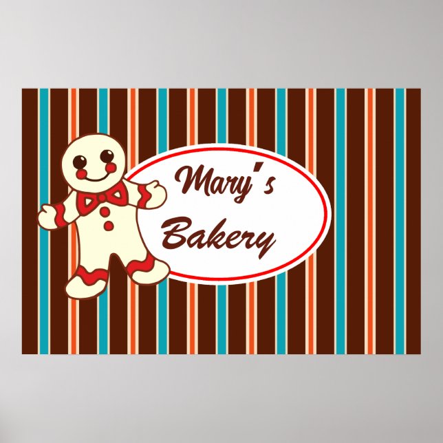 Póster de Negocio de Galletas con Rayas de Chocola (Frente)