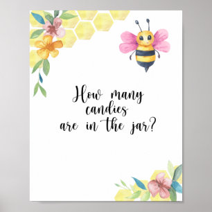 Póster de niña abeja Adivina cuántas golosinas