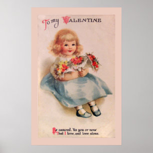 Póster de niña con flores