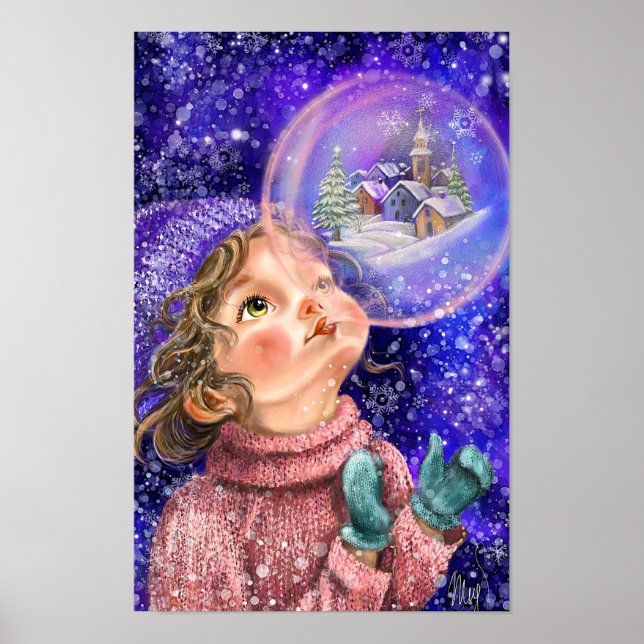Póster de niña soñadora linda (Frente)