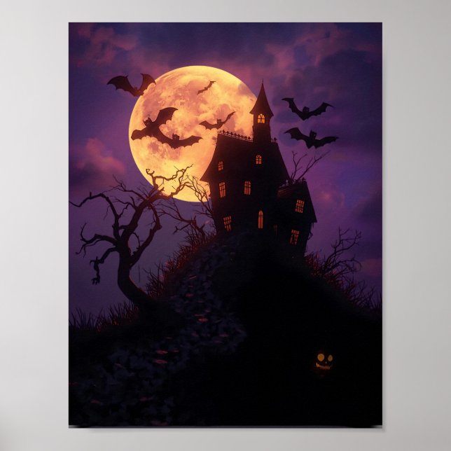Póster de Noche Espeluznante – Casa Embrujada (Frente)