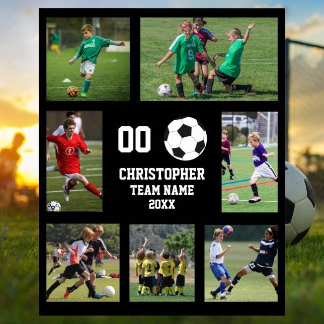 Póster de nombre de equipo de collage de fotos de  (Soccer 7 photo collage team name poster)