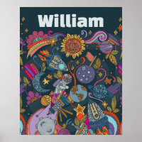 Póster de nombre de espacio personalizado para niñ
