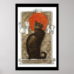 Poster de Nouveau del arte del gato negro/de la
