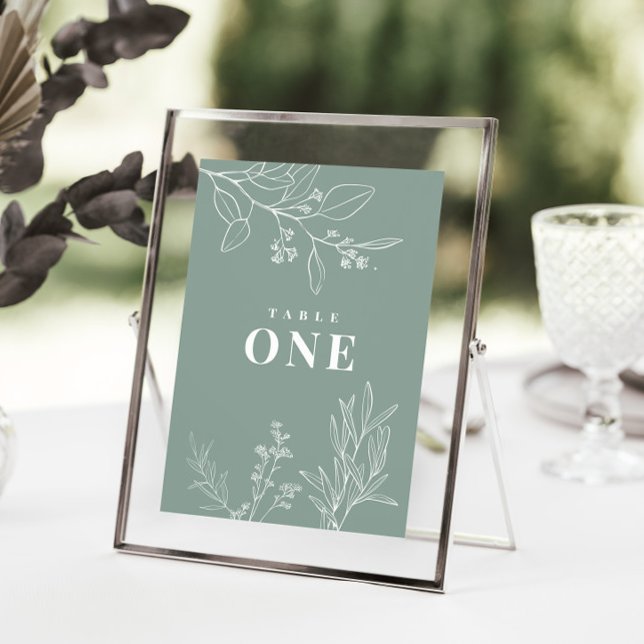 Póster de números de mesa verde salvia floral boho (Subido por el creador)