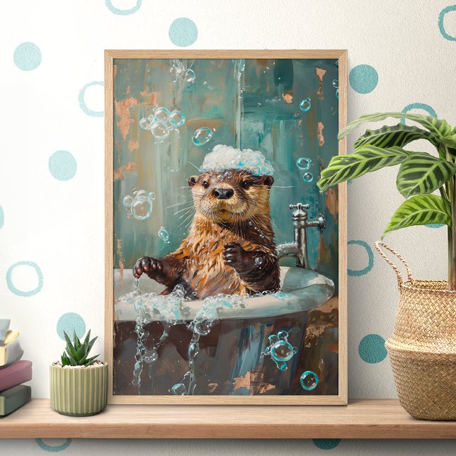 Póster de nutria linda en baño de burbujas (Subido por el creador)