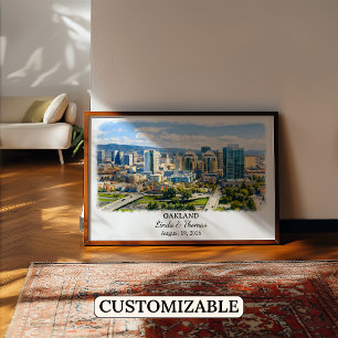 Póster de Oakland California, Acuarela, Personaliz