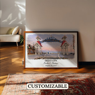 Póster de Ocean City Maryland, Acuarela, Personali