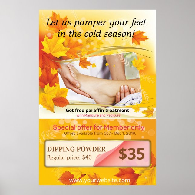 Póster de oferta de otoño de uñas y spa (Frente)