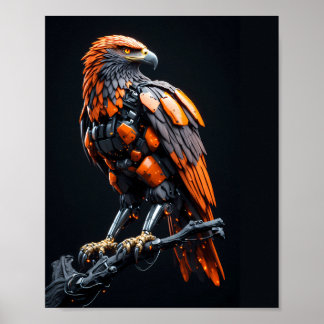 Póster de ojos confiados de águila cibercore mecha