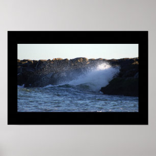 Póster de olas de Manahawkin golpeando el malecón
