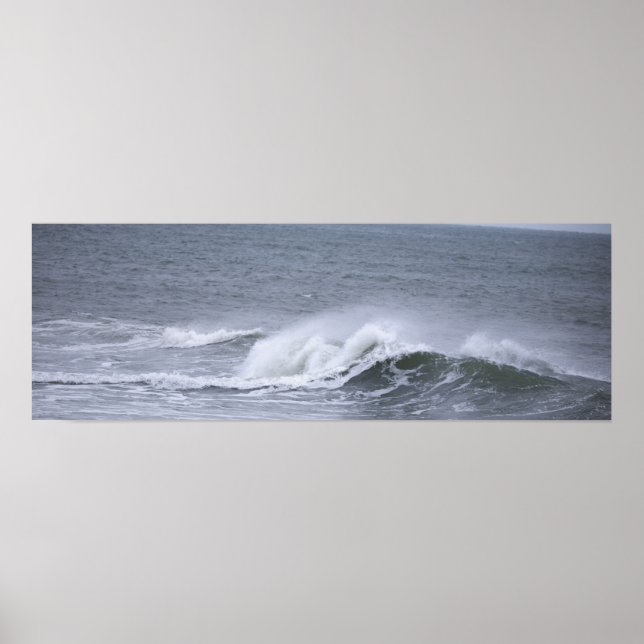 Póster de olas del océano de Rhode Island (Frente)