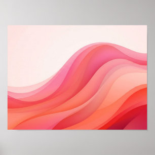 Póster de olas gradientes en rosa coral apiladas