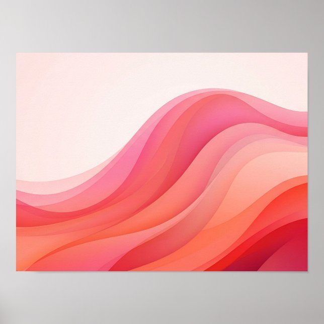 Póster de olas gradientes en rosa coral apiladas (Frente)