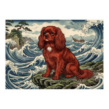 Póster de Onda Japonesa del Cavalier King Charles